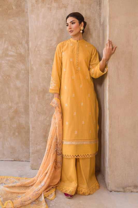 Sahar | Mirage Spring Luxury 24 | Slub Lawn 3 Piece (Embroidered) - Maria Faisal