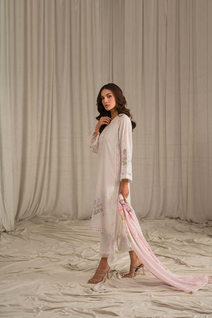 Sahar | Mirage Spring Luxury 24 | Slub Lawn 3 Piece (Embroidered) - Maria Faisal