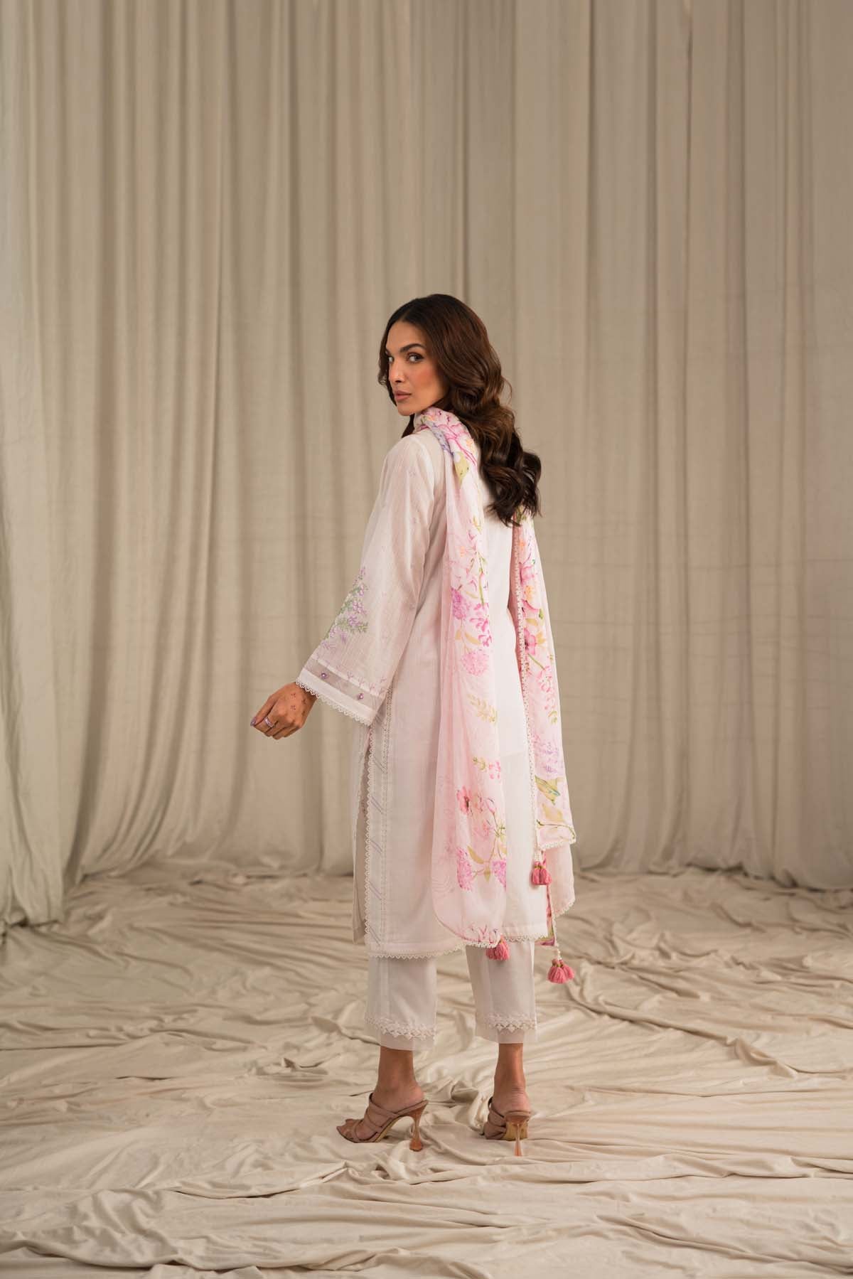 Sahar | Mirage Spring Luxury 24 | Slub Lawn 3 Piece (Embroidered) - Maria Faisal