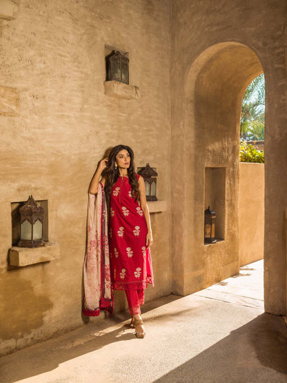 Sahar | Mirage Spring Luxury 24 | Slub Lawn 3 Piece (Embroidered) - Maria Faisal