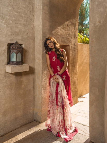 Sahar | Mirage Spring Luxury 24 | Slub Lawn 3 Piece (Embroidered) - Maria Faisal