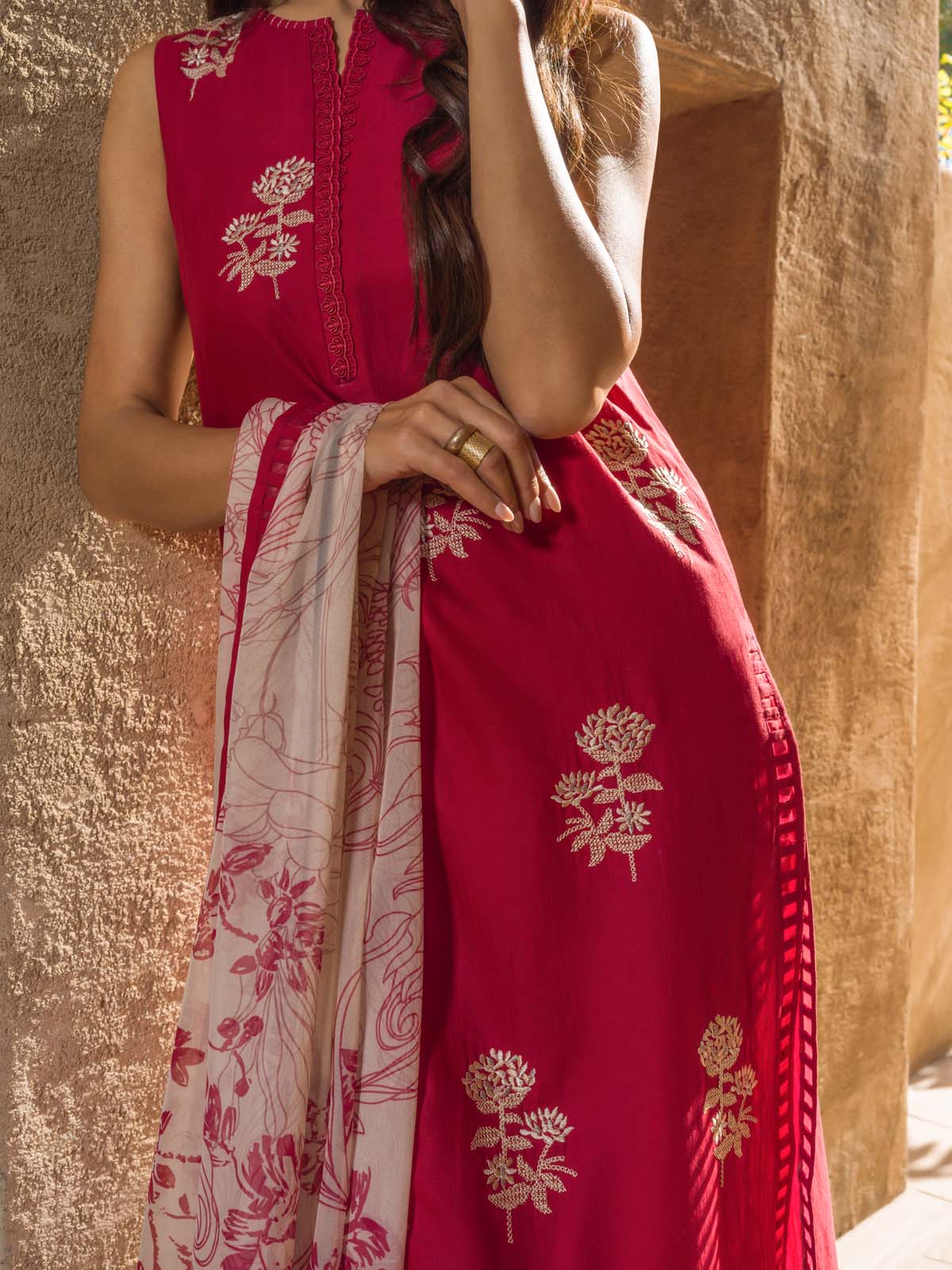 Sahar | Mirage Spring Luxury 24 | Slub Lawn 3 Piece (Embroidered) - Maria Faisal