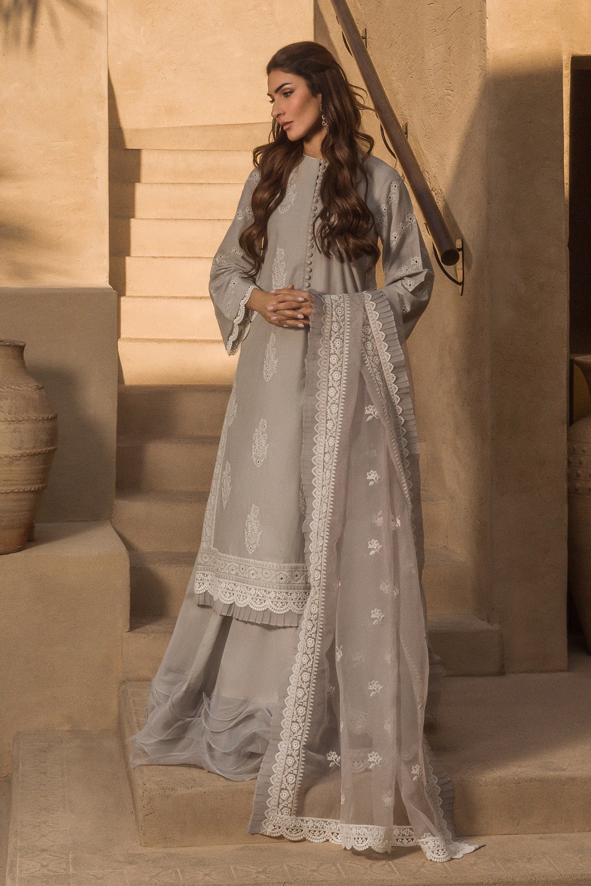 Sahar | Mirage Spring Luxury 24 | Chikankari 3 Piece - Maria Faisal
