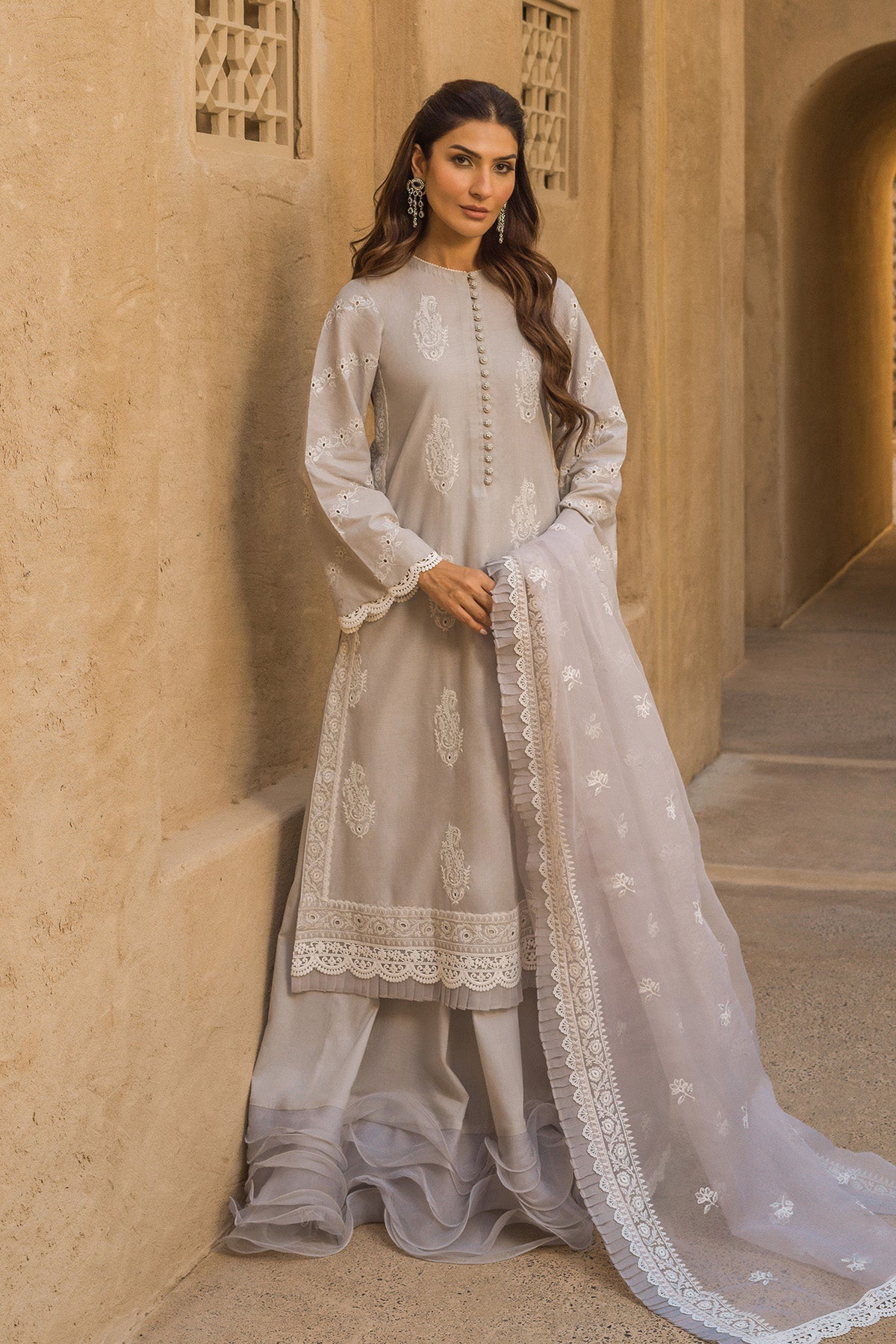 Sahar | Mirage Spring Luxury 24 | Chikankari 3 Piece - Maria Faisal