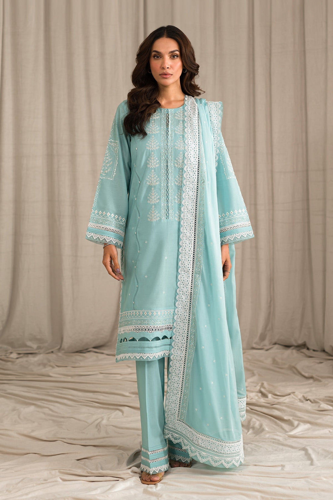 Sahar | Mirage Spring Luxury 24 | Chikankari 3 Piece - Waniyas