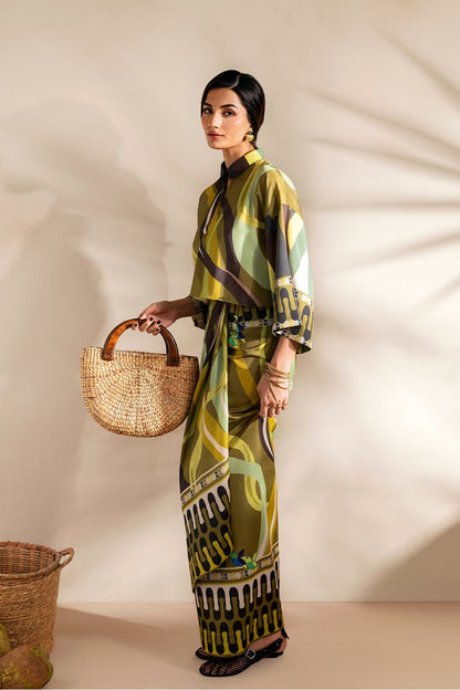 Saira Rizwan | Silk Coords 25 | GOLDEN GUAVA - SRSP-25-07 - Formal Wear - available at Maria Faisal in UK and USA