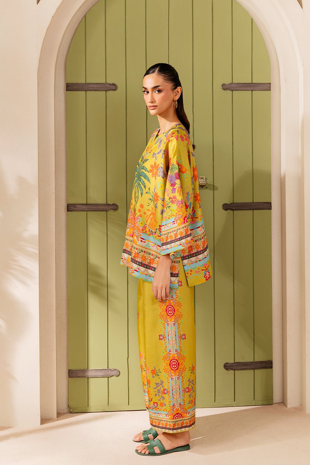 Saira Rizwan | Silk Coords 25 | PALM SUGAR - SRSP-25-04 - Formal Wear - available at Maria Faisal in UK and USA