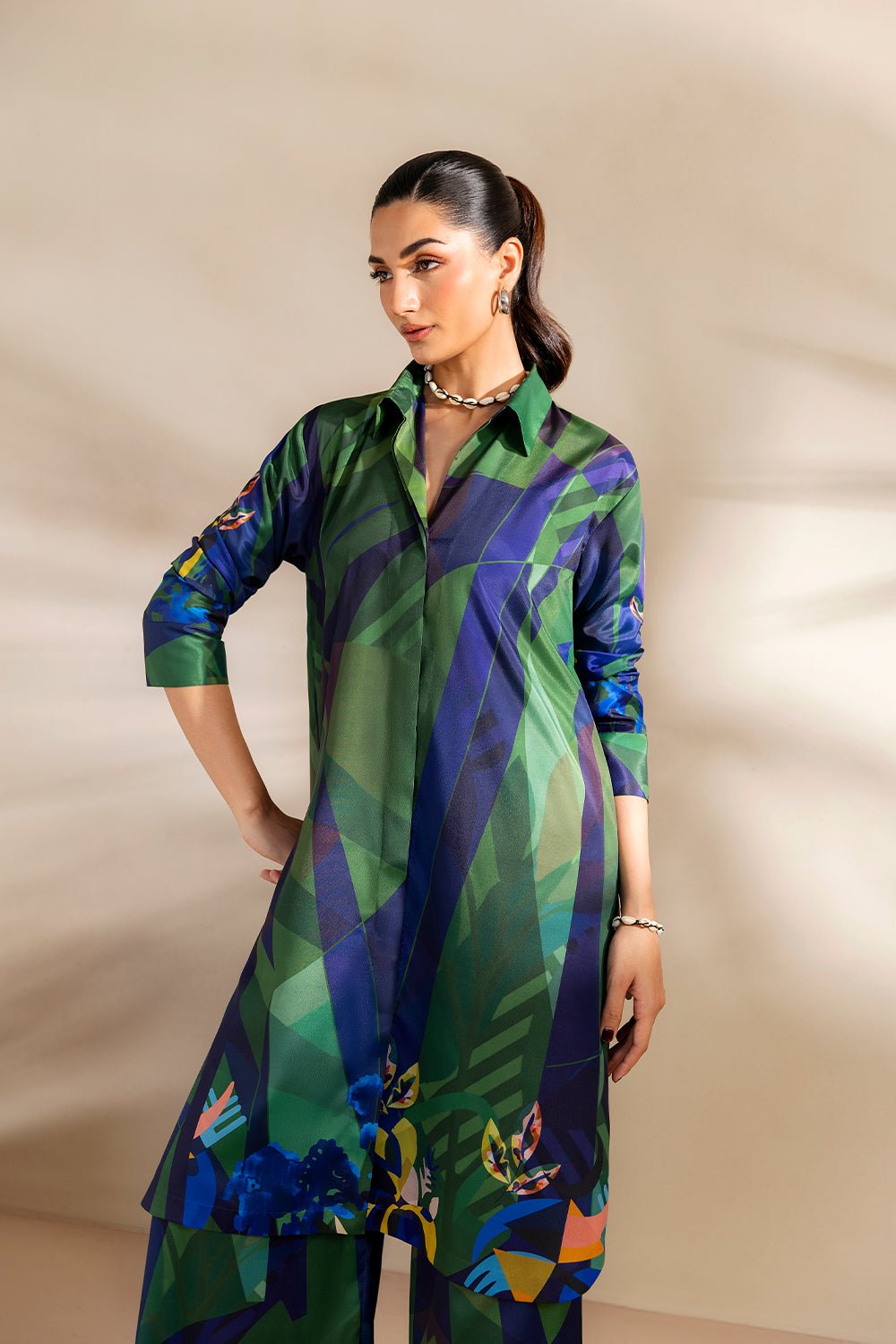 Saira Rizwan | Silk Coords 25 | SHORELINE SERENADE - SRSP-25-08 - Formal Wear - available at Maria Faisal in UK and USA