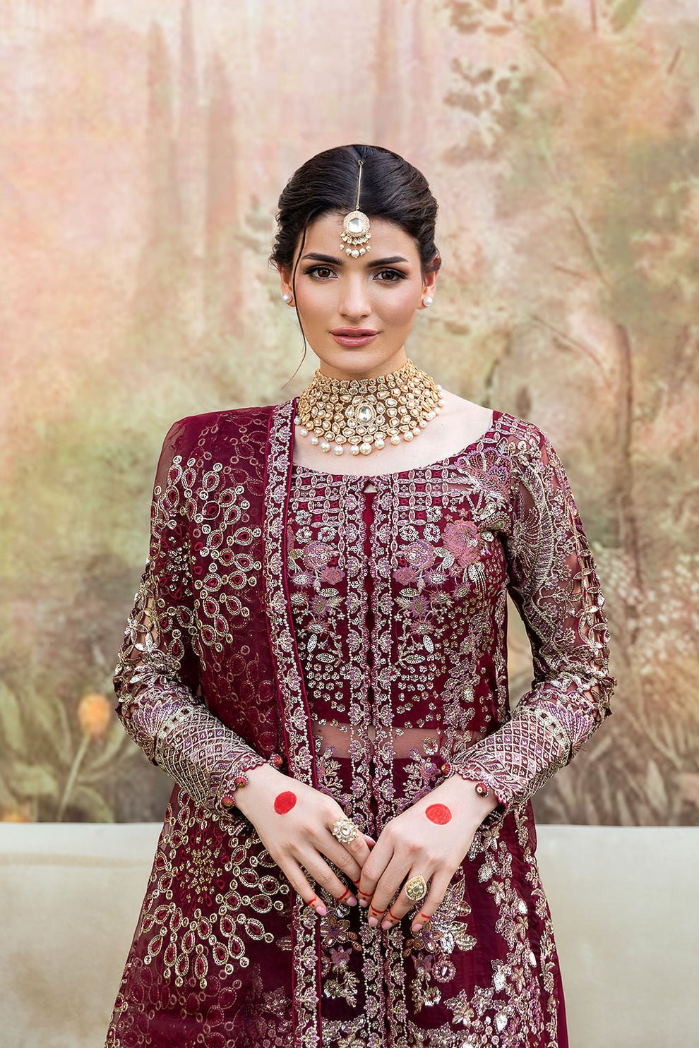 Shagna | Mehfil Festive Formals | SF - 07 - AMANAT - is Deep Maroon dress from Shagna - Ladies Clothes - Maria Faisal