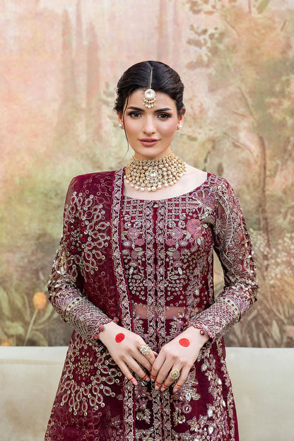 Shagna | Mehfil Festive Formals | SF - 07 - AMANAT - is Deep Maroon dress from Shagna - Ladies Clothes - Maria Faisal