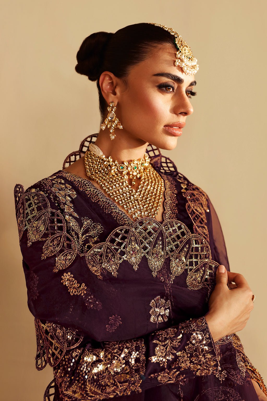 Shagna | Premium Raw Silk | Khusbhu S - 06 - is Wine Berry dress from Shagna - Ladies Clothes - Maria Faisal