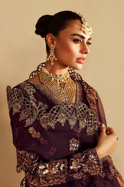 Shagna | Premium Raw Silk | Khusbhu S - 06 - is Wine Berry dress from Shagna - Ladies Clothes - Maria Faisal