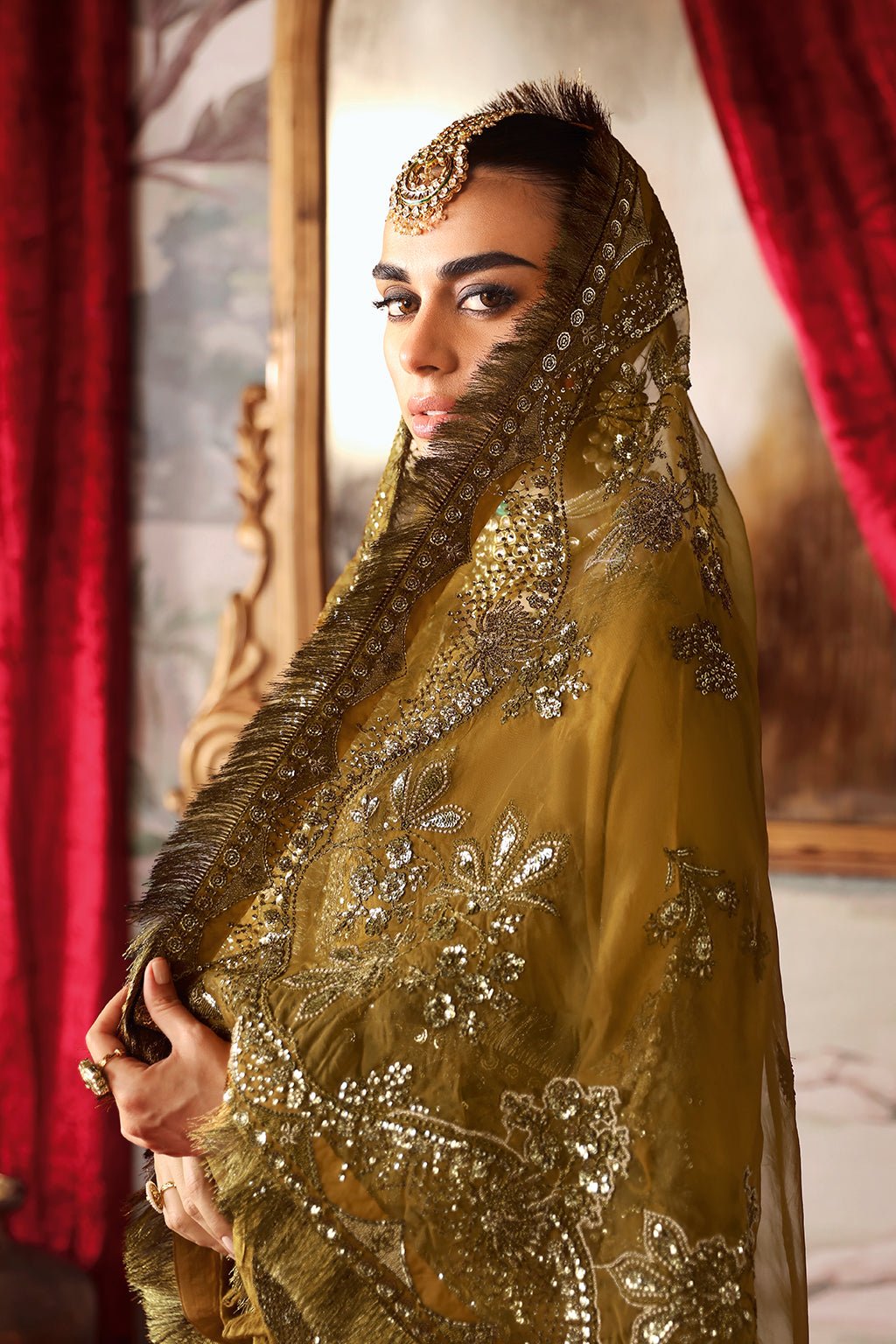 Shagna | Premium Raw Silk | Maya S - 07 - is Olive Green dress from Shagna - Ladies Clothes - Maria Faisal