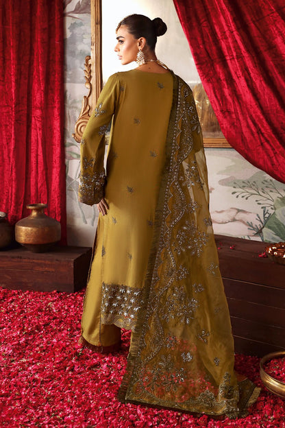 Shagna | Premium Raw Silk | Maya S - 07 - is Olive Green dress from Shagna - Ladies Clothes - Maria Faisal