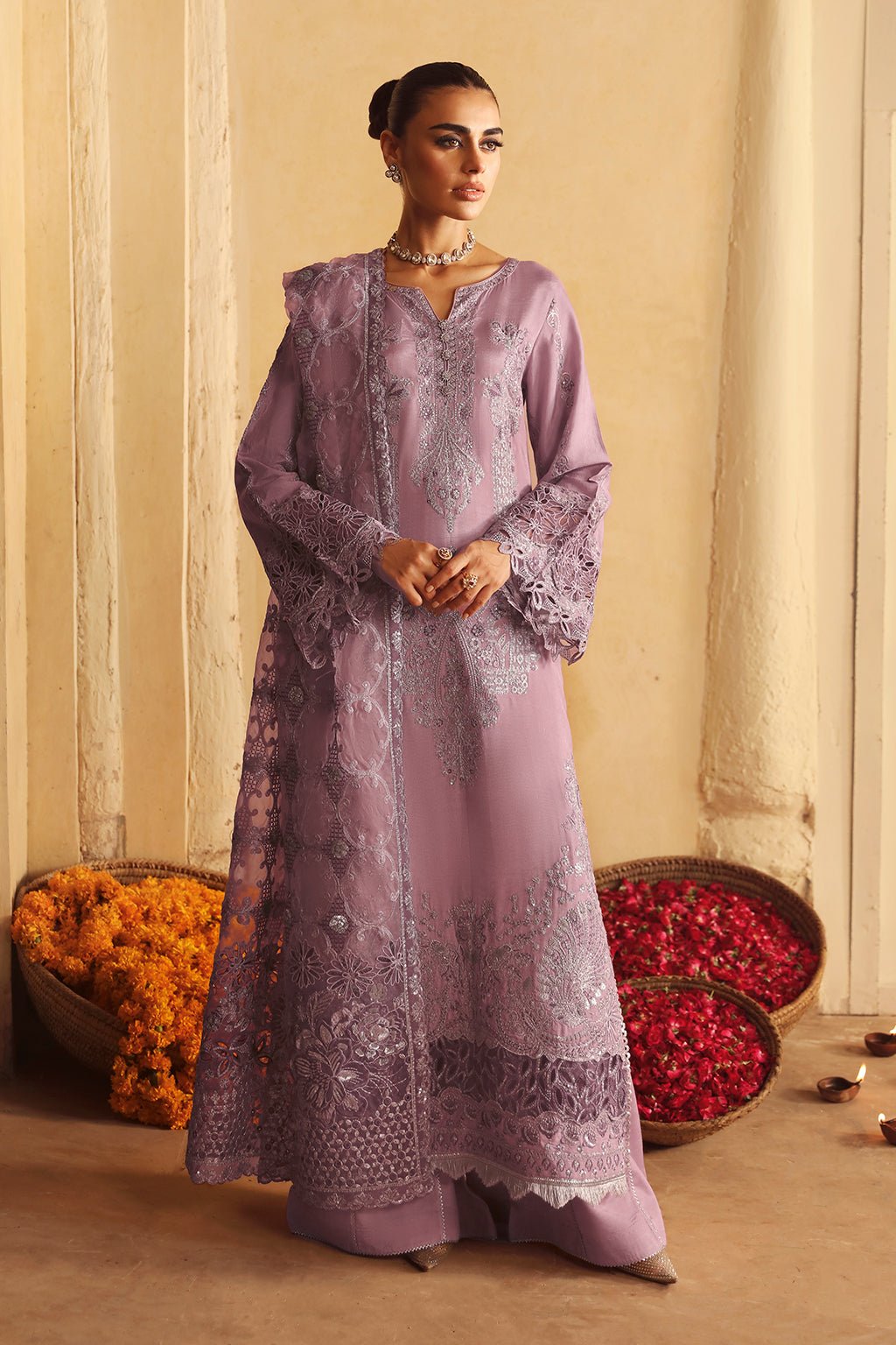 Shagna | Premium Raw Silk | Naaz S - 08 - is Purple Gray dress from Shagna - Ladies Clothes - Maria Faisal