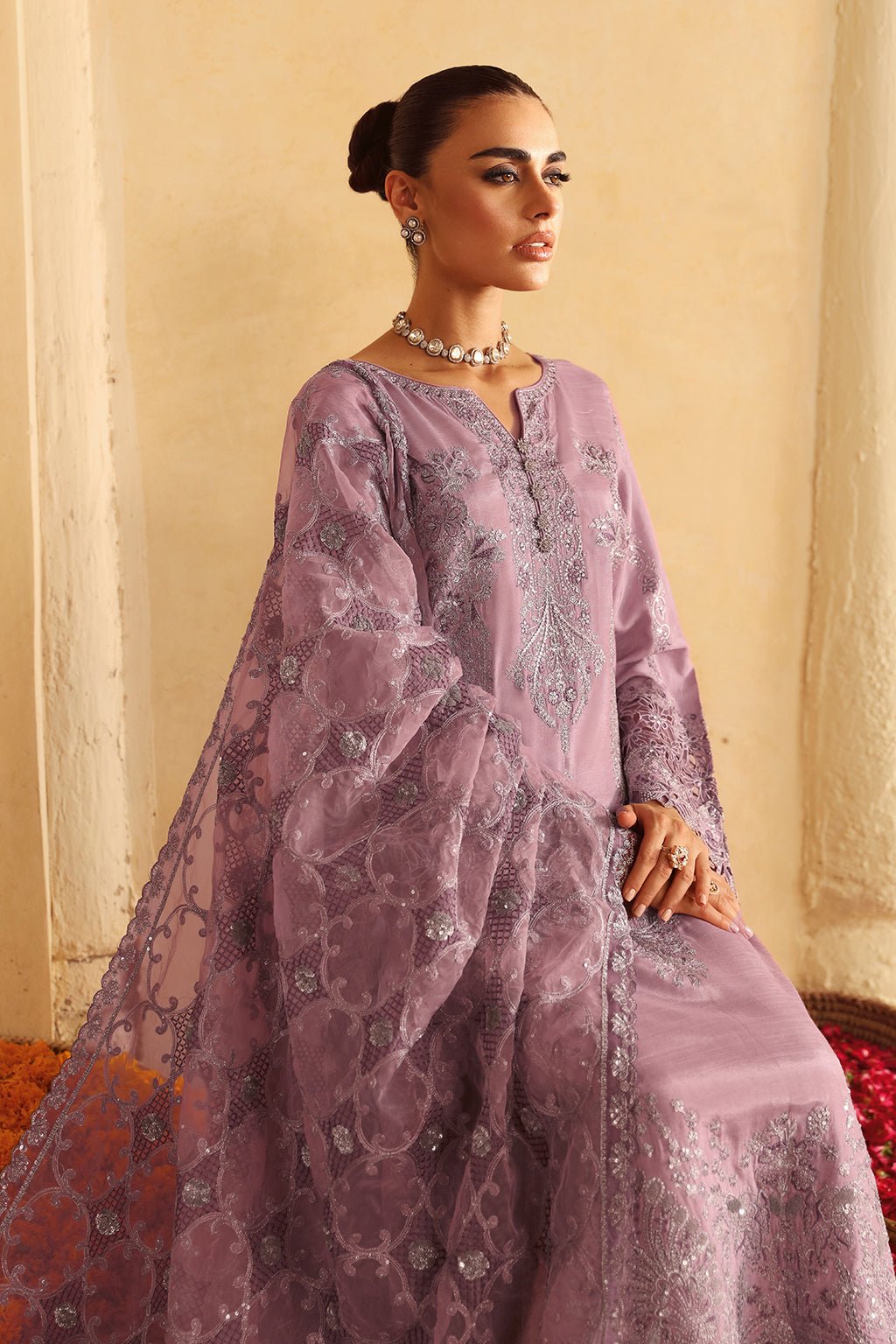 Shagna | Premium Raw Silk | Naaz S - 08 - is Purple Gray dress from Shagna - Ladies Clothes - Maria Faisal