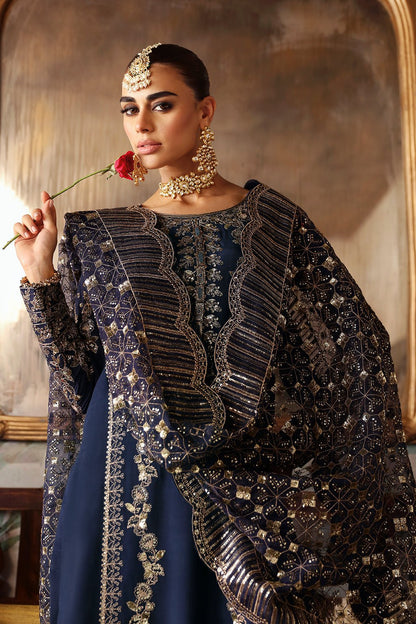 Shagna | Premium Raw Silk | Naghma S - 01 - is Navy Blue dress from Shagna - Ladies Clothes - Maria Faisal