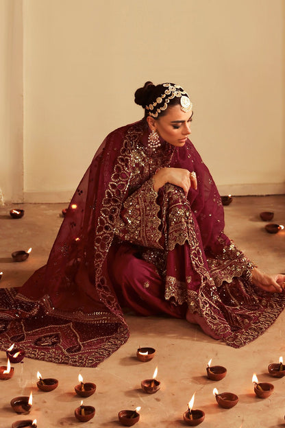 Shagna | Premium Raw Silk | Roshan S - 04 - is Maroon dress from Shagna - Ladies Clothes - Maria Faisal