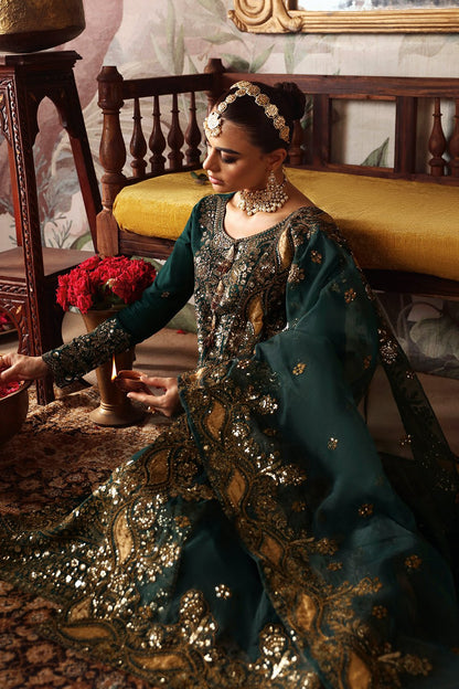 Shagna | Premium Raw Silk | Zaib S - 03 - is Dark Green dress from Shagna - Ladies Clothes - Maria Faisal