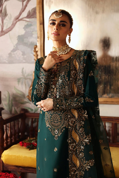Shagna | Premium Raw Silk | Zaib S - 03 - is Dark Green dress from Shagna - Ladies Clothes - Maria Faisal