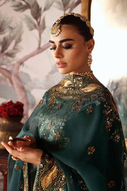 Shagna | Premium Raw Silk | Zaib S - 03 - is Dark Green dress from Shagna - Ladies Clothes - Maria Faisal