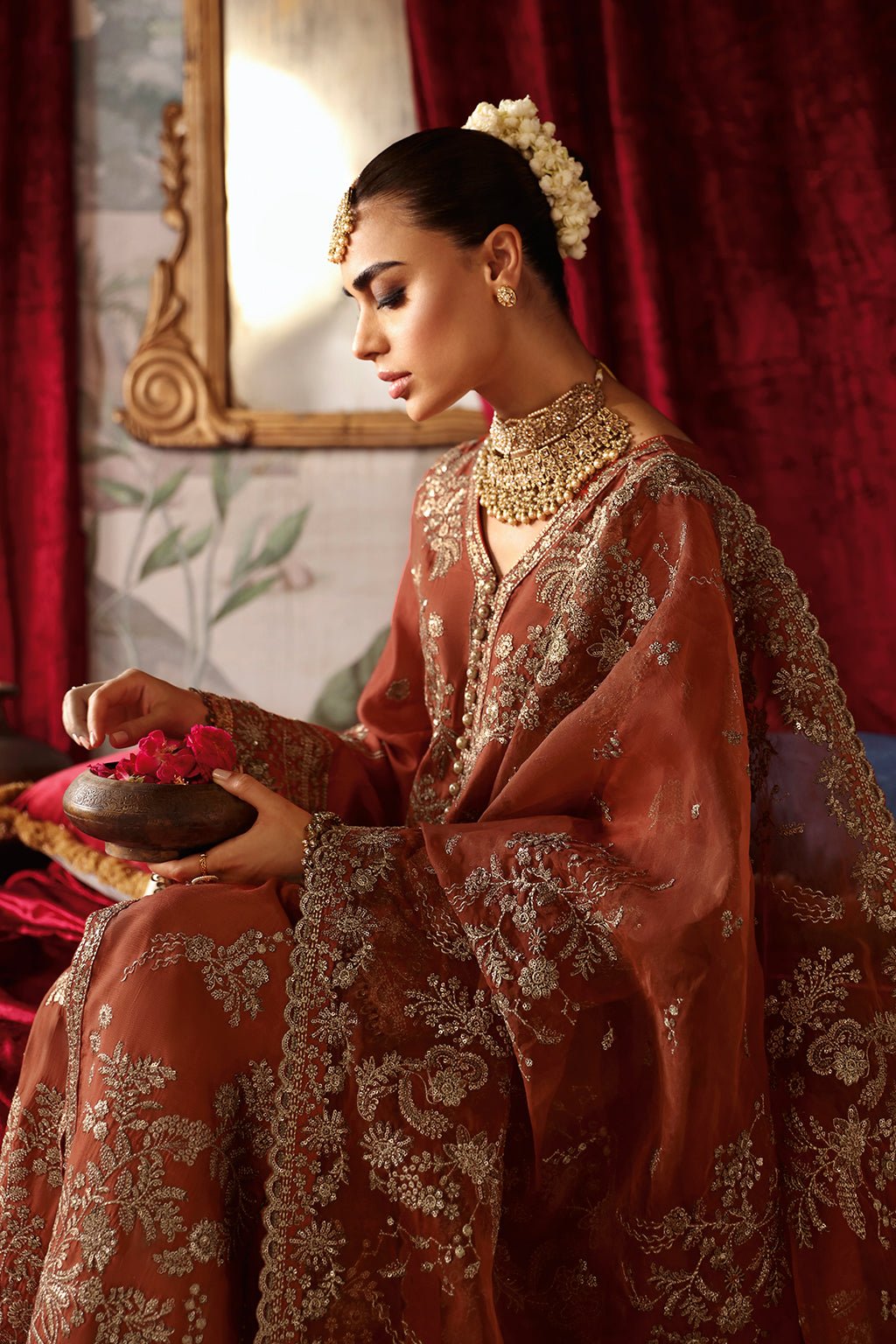 Shagna | Premium Raw Silk | Zarish S - 02 - is Rust dress from Shagna - Ladies Clothes - Maria Faisal