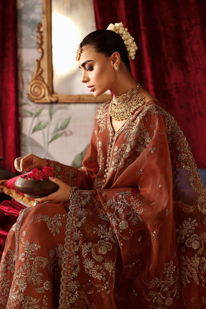 Shagna | Premium Raw Silk | Zarish S - 02 - is Rust dress from Shagna - Ladies Clothes - Maria Faisal
