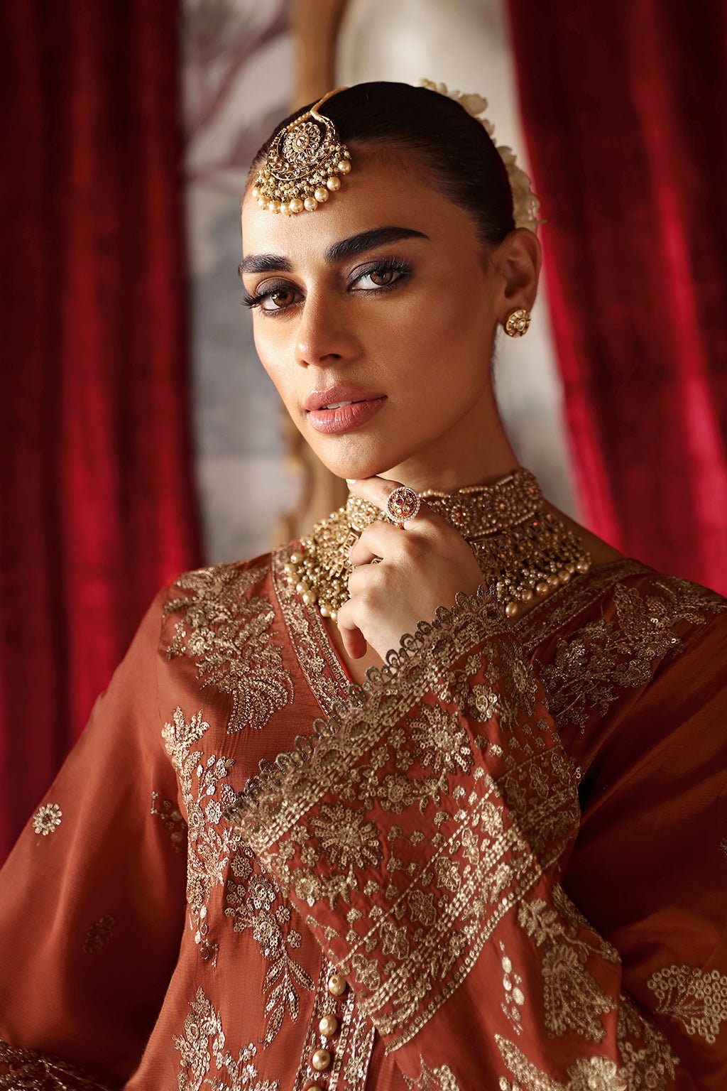 Shagna | Premium Raw Silk | Zarish S - 02 - is Rust dress from Shagna - Ladies Clothes - Maria Faisal