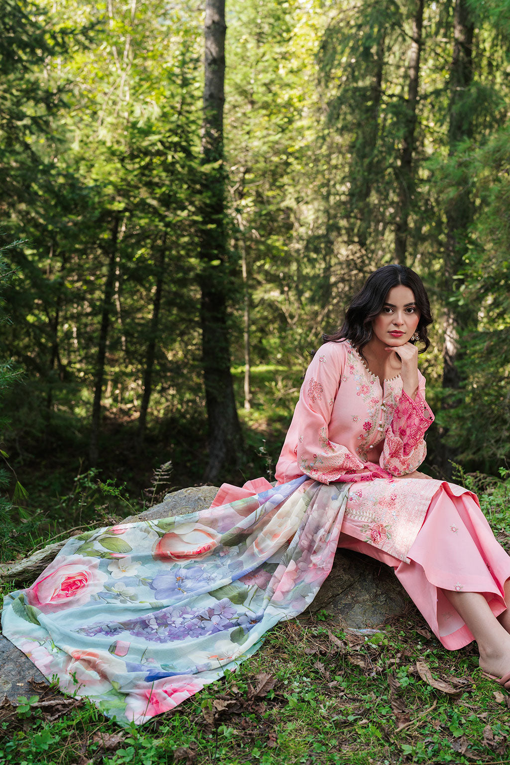 Afsanah | Silent in the Pine Tale | AL-110 - Luxury Dress - available at Maria Faisal in UK and USA.