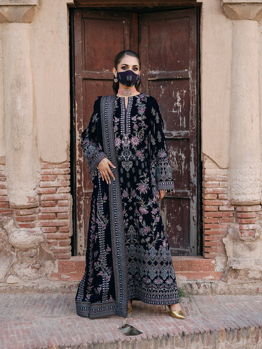 Flossie | Siara Velvet Formals | V-104 - A - Ladies Clothes - Maria Faisal
