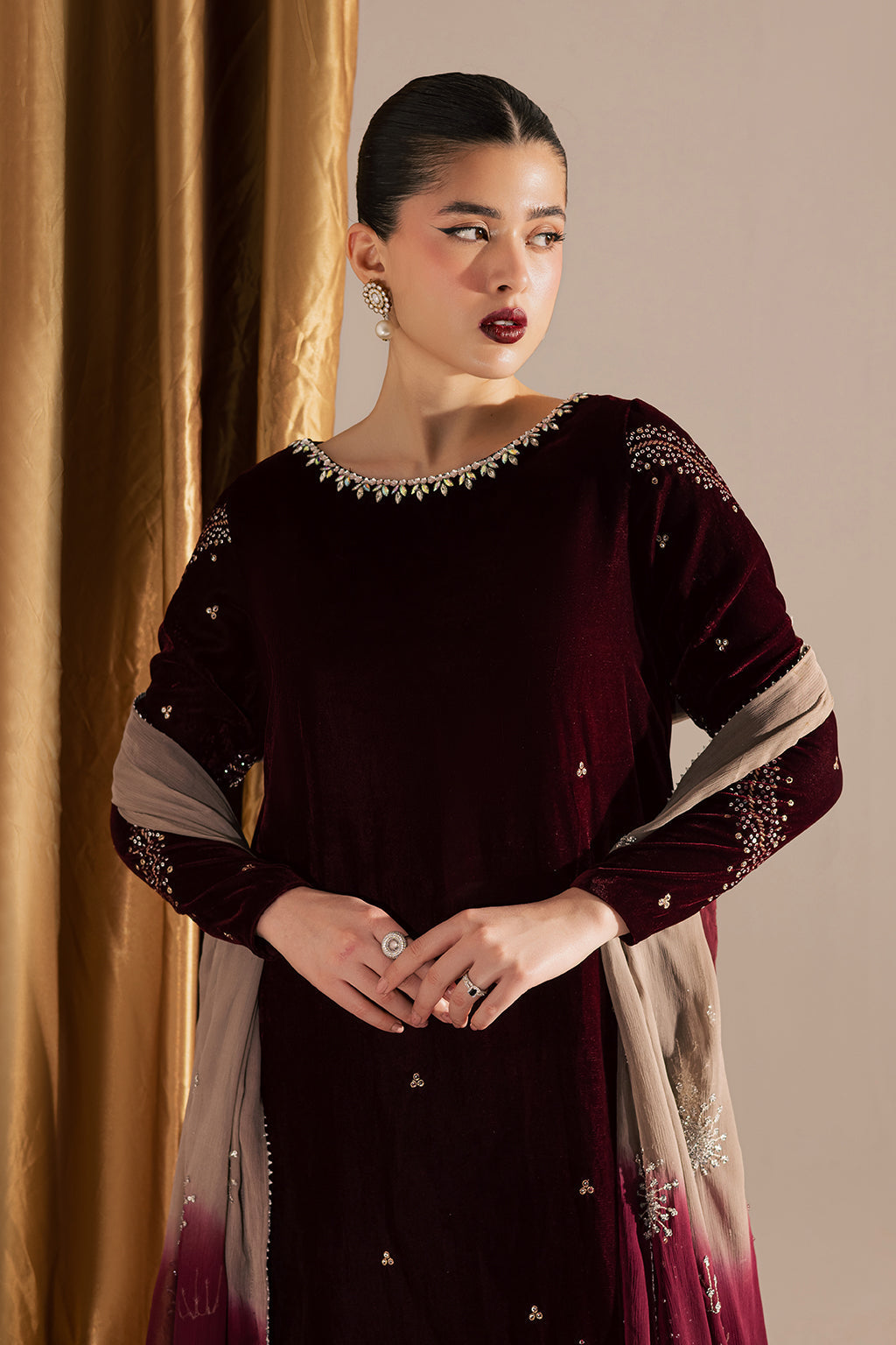 Vanya | Velvet Muse | KV-57 - Formal Dress - available at Maria Faisal in UK and USA.