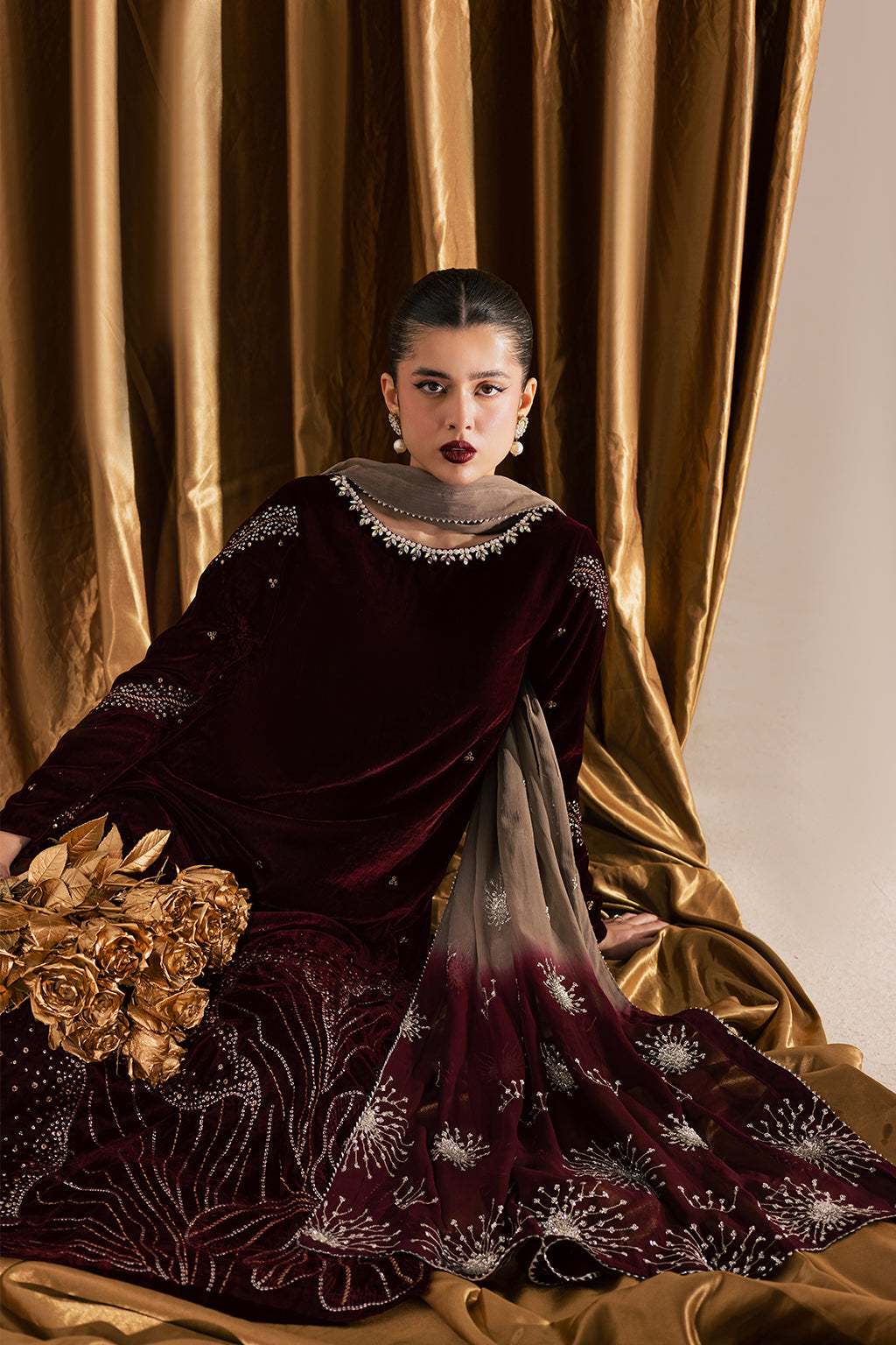 Vanya | Velvet Muse | KV-57 - Formal Dress - available at Maria Faisal in UK and USA.