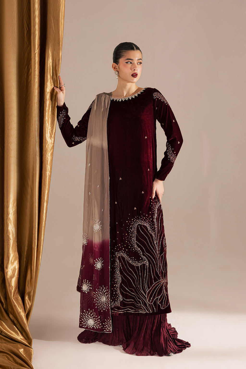 Vanya | Velvet Muse | KV-57 - Formal Dress - available at Maria Faisal in UK and USA.