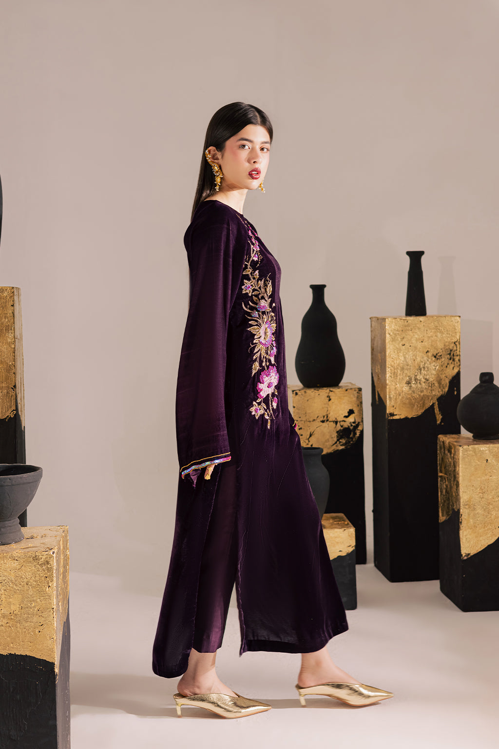 Vanya | Velvet Muse | KV-63 - Formal Dress - available at Maria Faisal in UK and USA.
