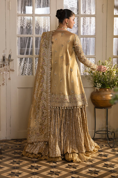 Afrozeh | Dastangoi 25 | Goldveil - Wedding Dress - available at Maria Faisal in UK and USA.