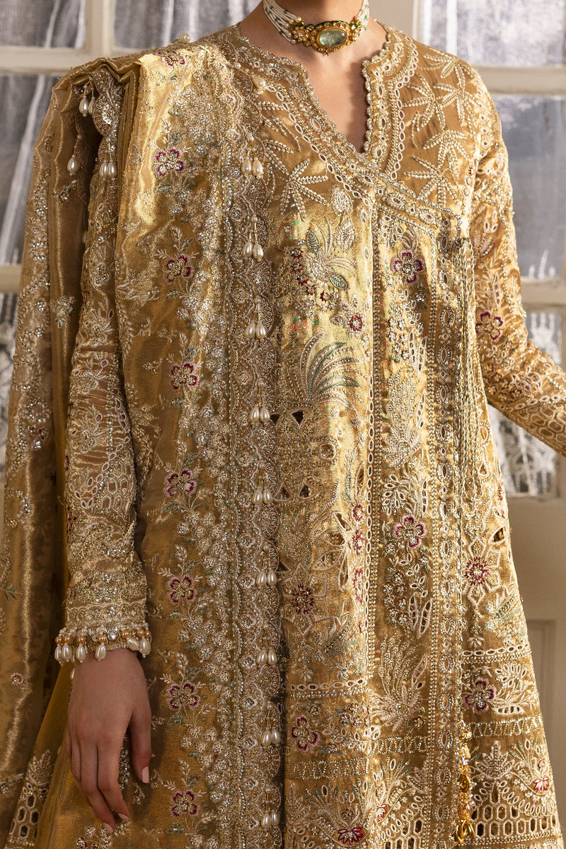 Afrozeh | Dastangoi 25 | Goldveil - Wedding Dress - available at Maria Faisal in UK and USA.