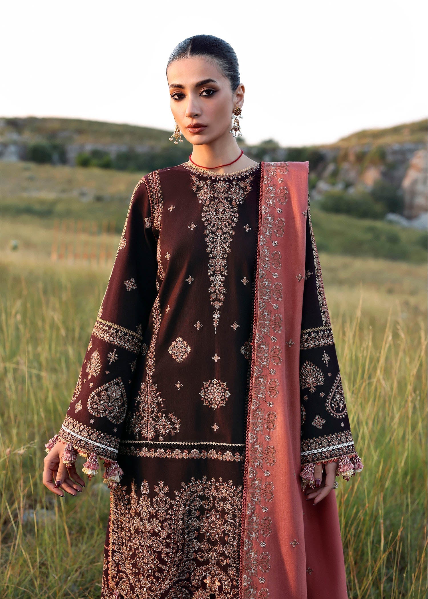 Hussain Rehar | Khaddar 25 | Nazneen - Casual Dress - available at Maria Faisal in UK and USA.