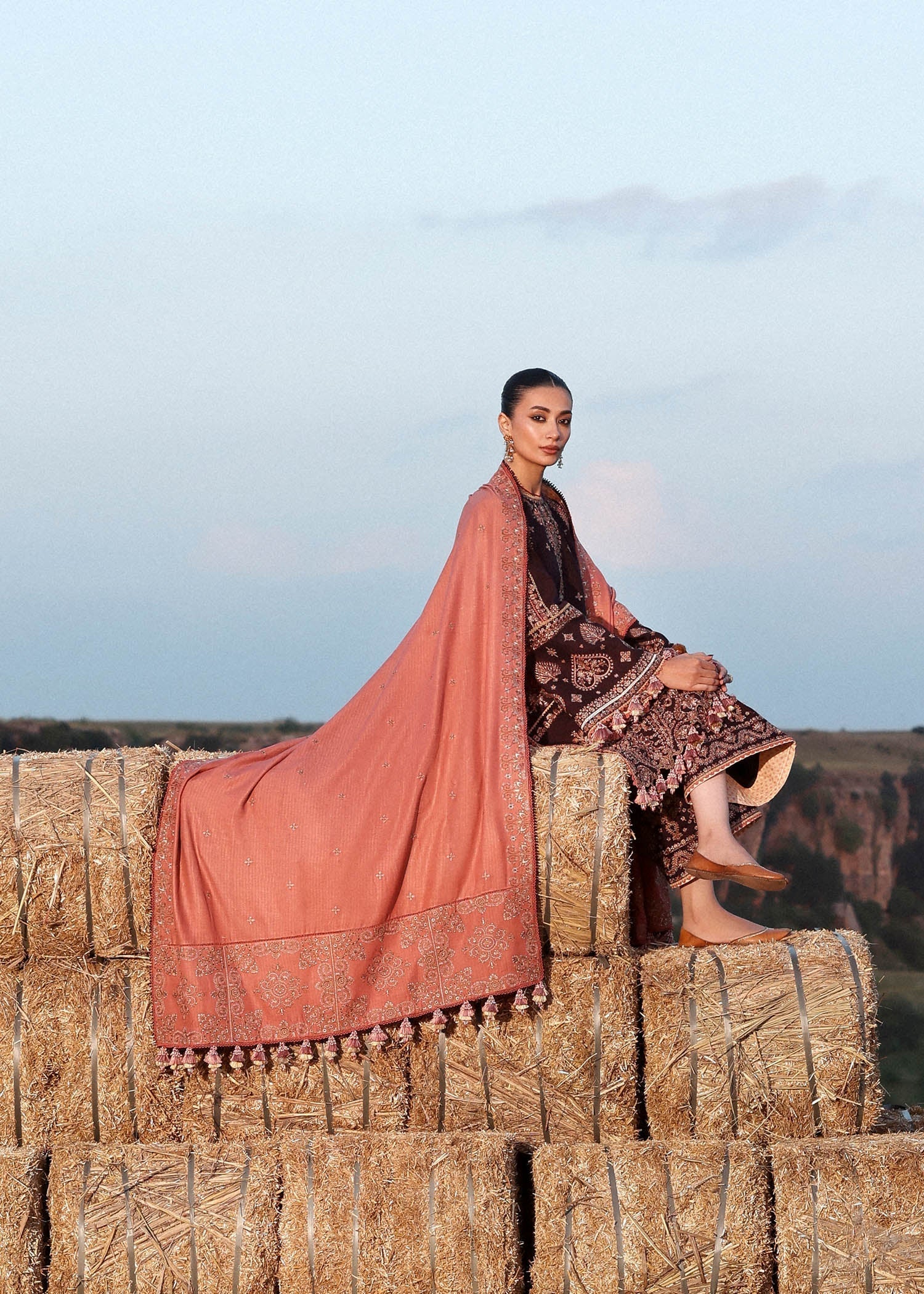 Hussain Rehar | Khaddar 25 | Nazneen - Casual Dress - available at Maria Faisal in UK and USA.