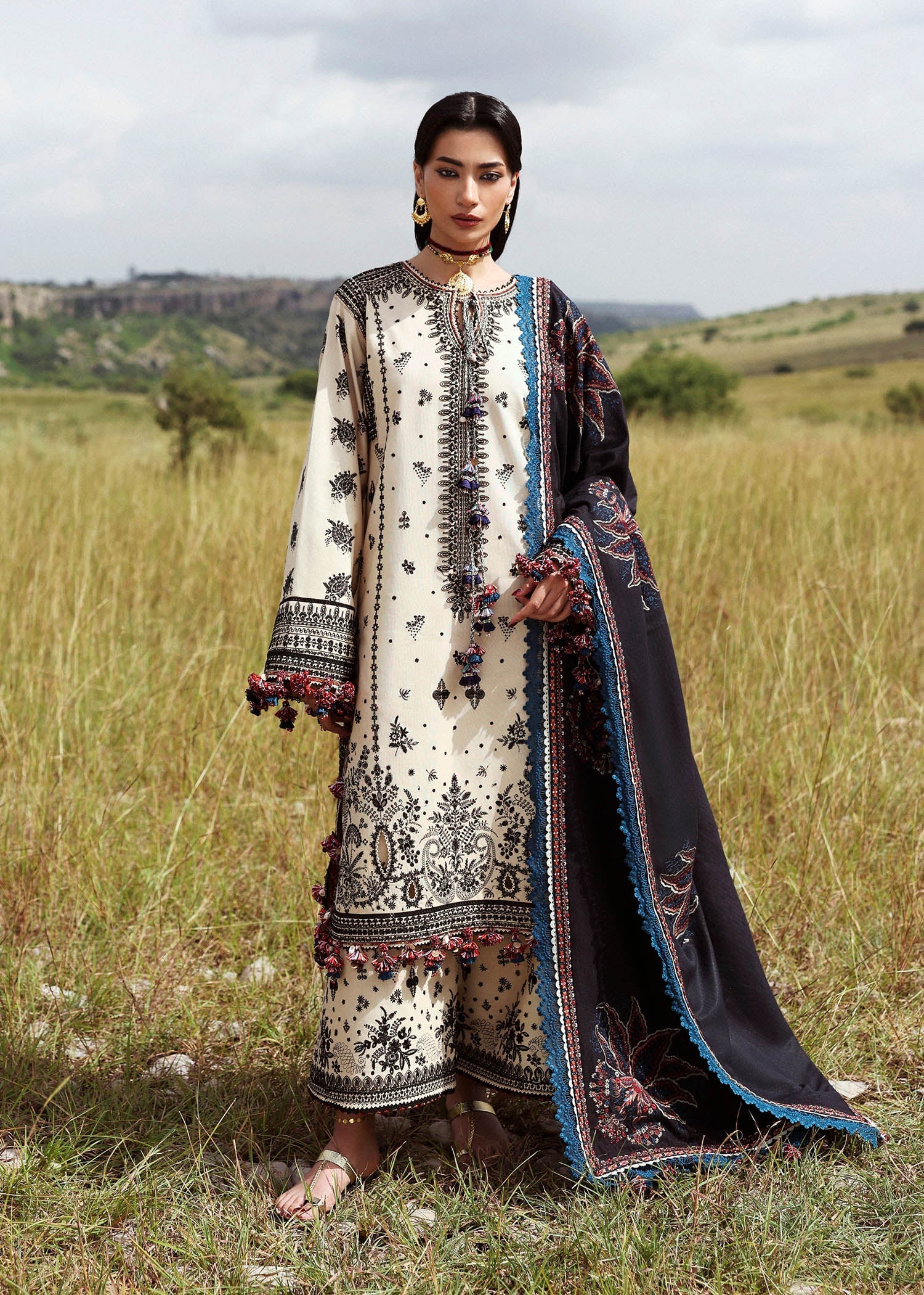 Hussain Rehar | Khaddar 25 | Dhanak - Casual Dress - available at Maria Faisal in UK and USA.