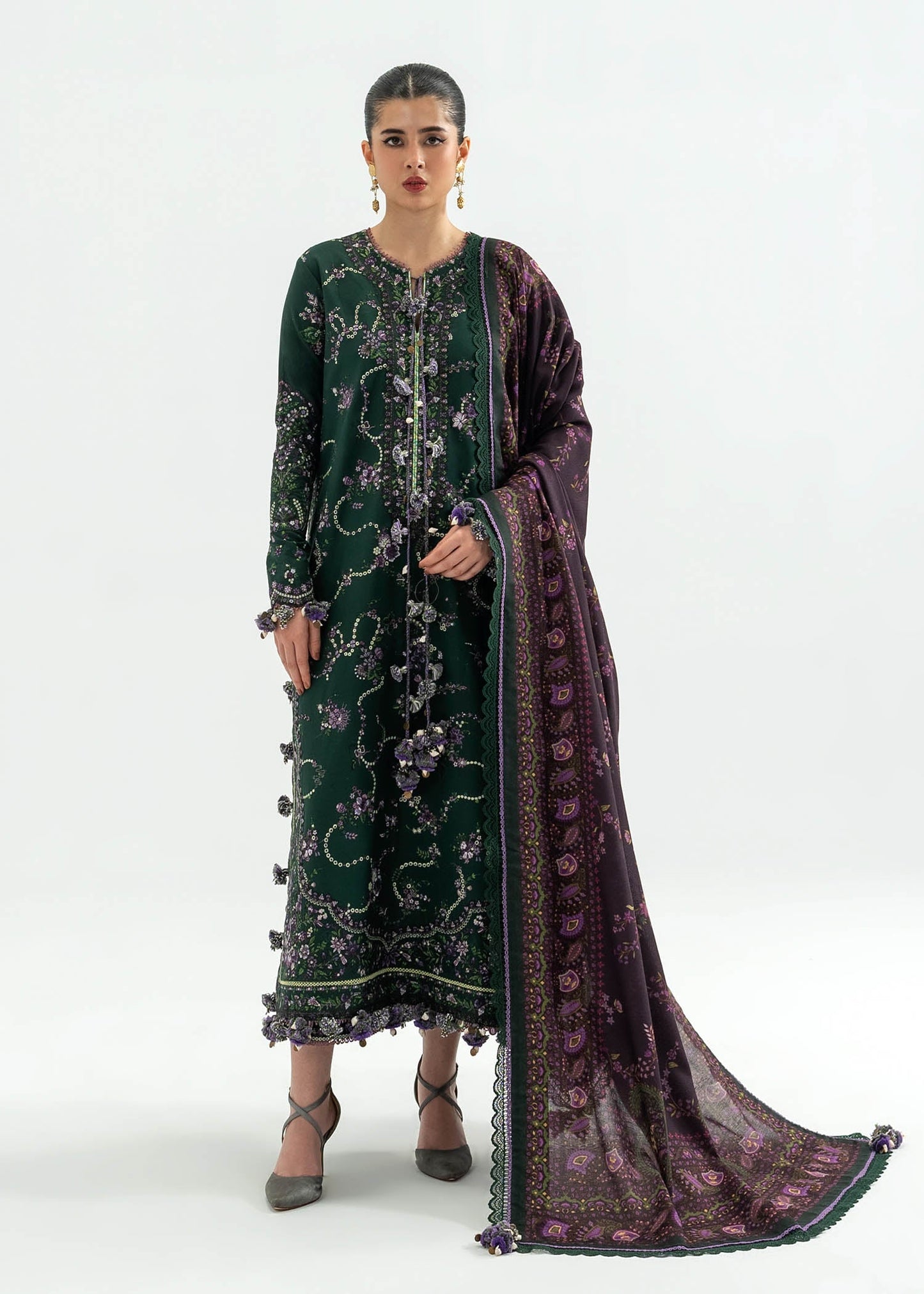Hussain Rehar | Khaddar 25 | Gulbasi - Casual Dress - available at Maria Faisal in UK and USA.
