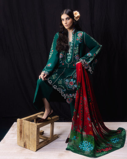 Jugnu | Pret SS26 | Zina - Luxury Dress - available at Maria Faisal in UK and USA.