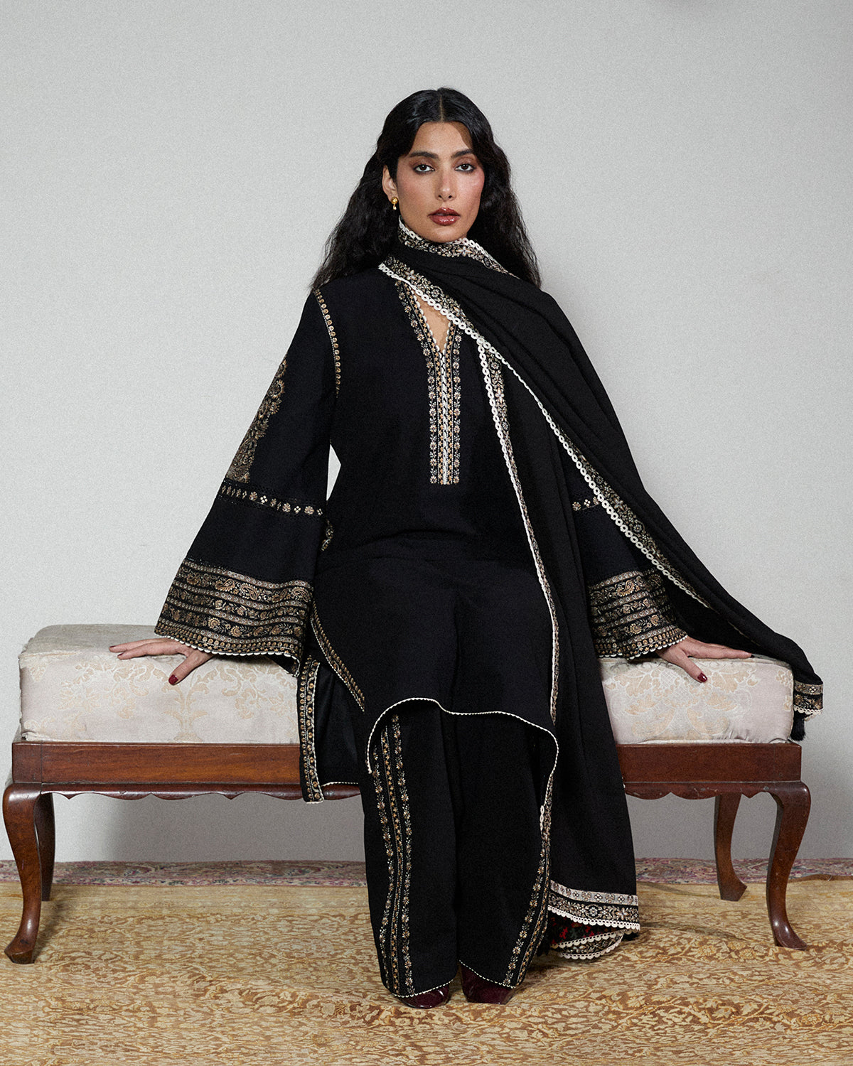 Jugnu | Karandi 25 | Tila - Luxury Dress - available at Maria Faisal in UK and USA.