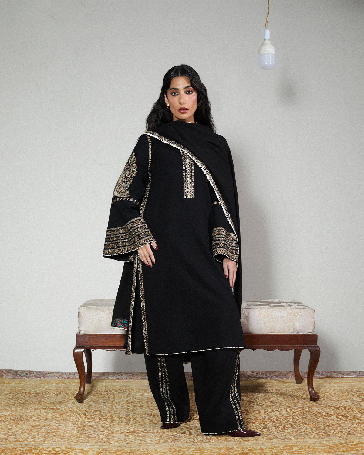 Jugnu | Karandi 25 | Tila - Luxury Dress - available at Maria Faisal in UK and USA.