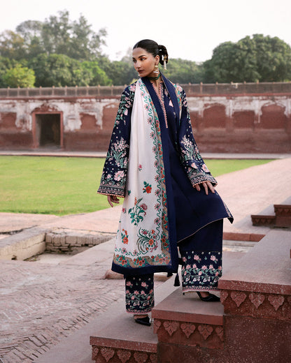 Jugnu | Khaddar 25 | Navi - Casual Dress - available at Maria Faisal in UK and USA.