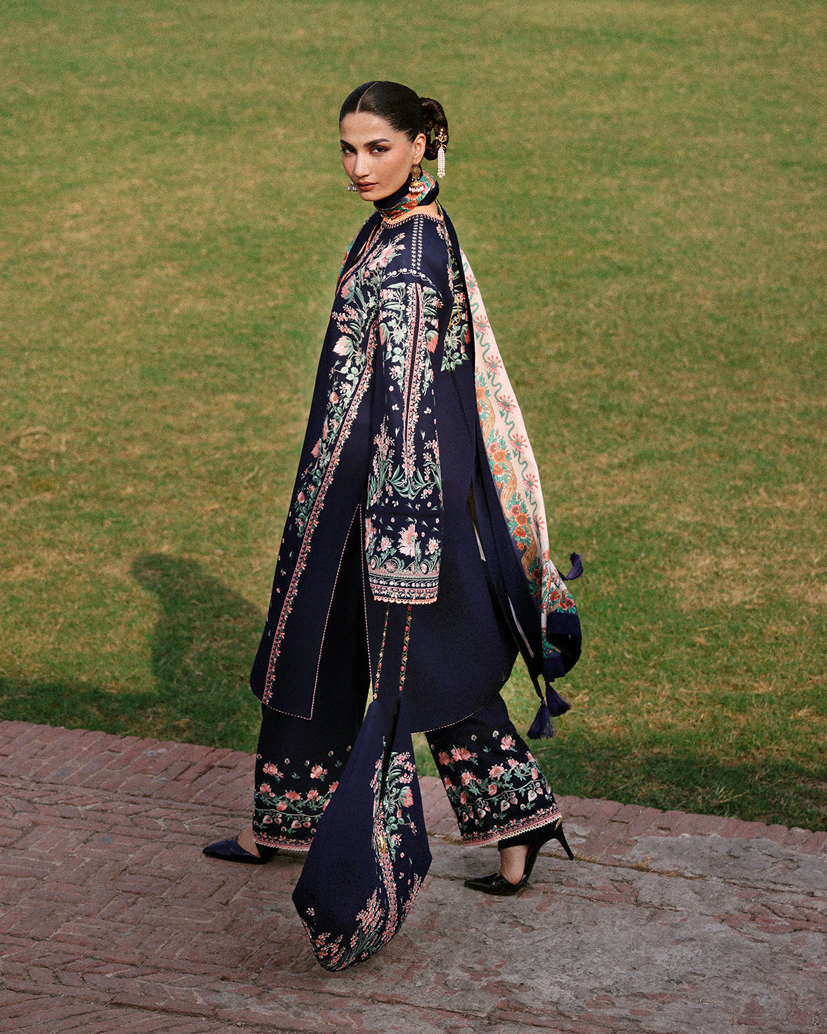 Jugnu | Khaddar 25 | Navi - Casual Dress - available at Maria Faisal in UK and USA.