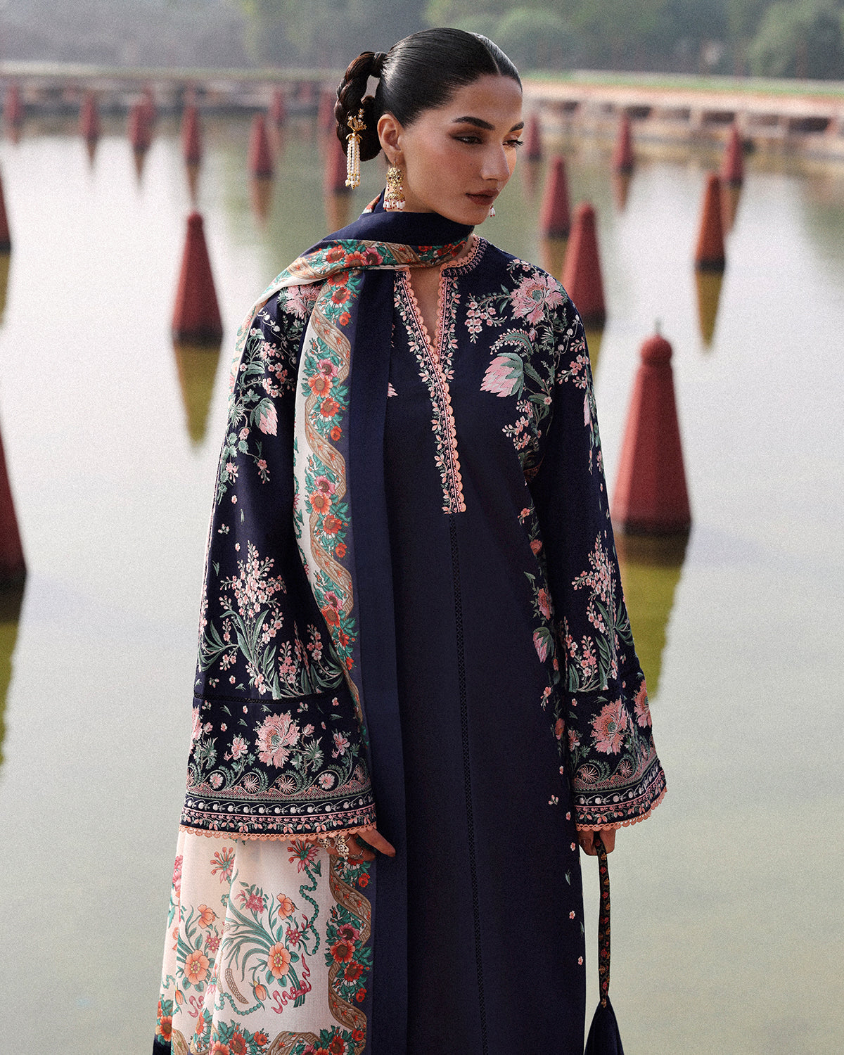 Jugnu | Khaddar 25 | Navi - Casual Dress - available at Maria Faisal in UK and USA.