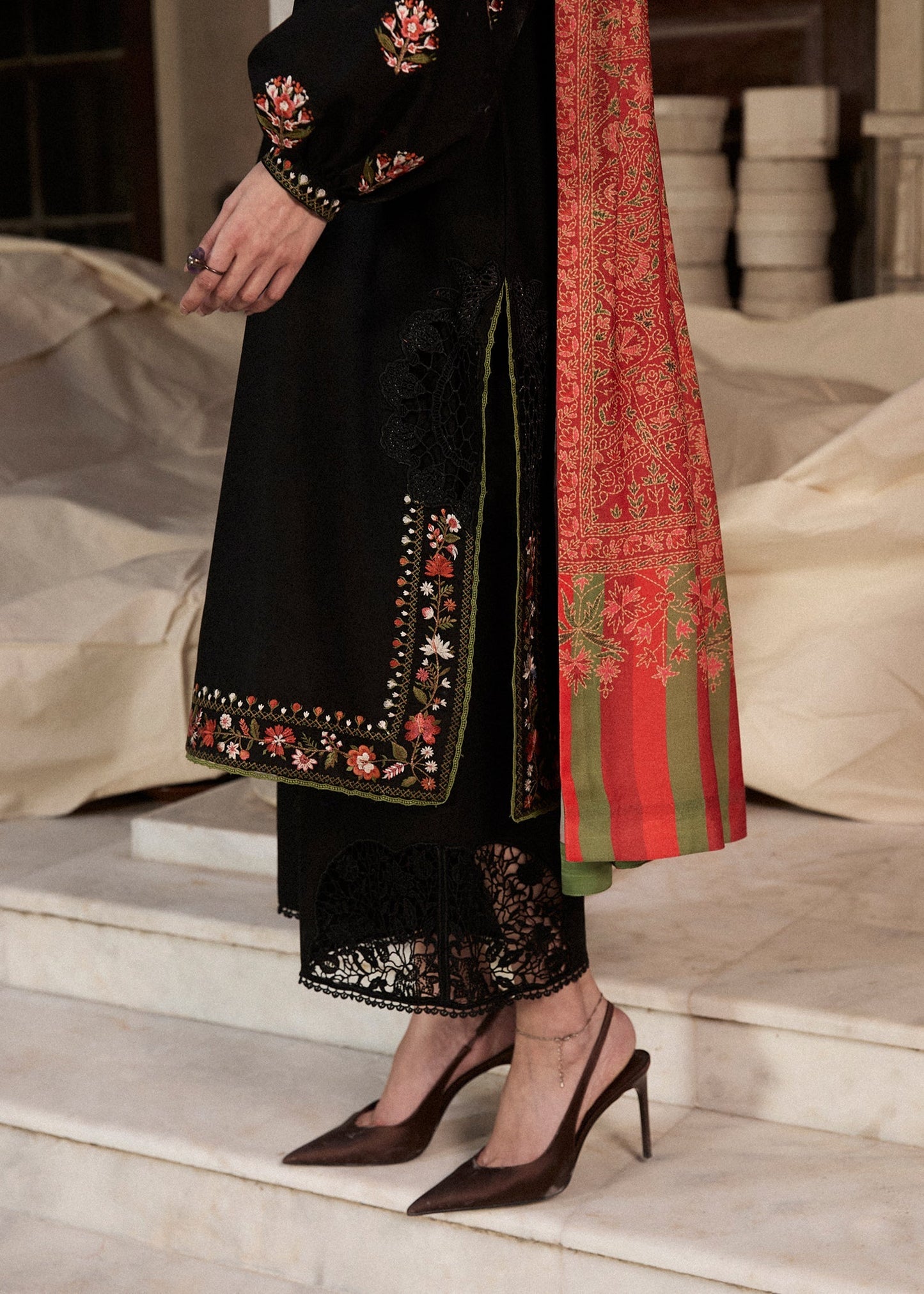 Hussain Rehar | Khaddar Pret 25 | SIYAH - Luxury Dress - available at Maria Faisal in UK and USA.