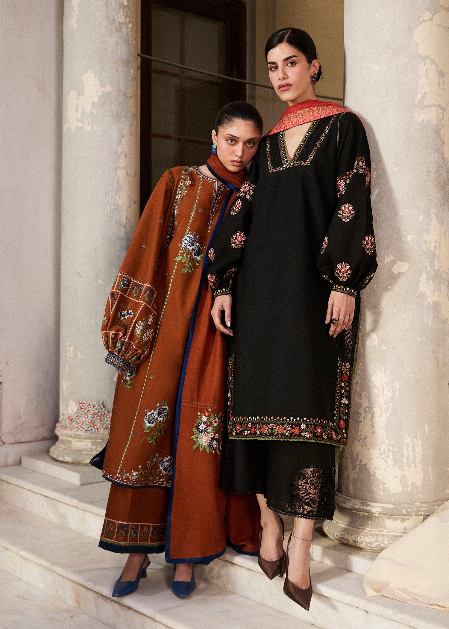 Hussain Rehar | Khaddar Pret 25 | SIYAH - Luxury Dress - available at Maria Faisal in UK and USA.