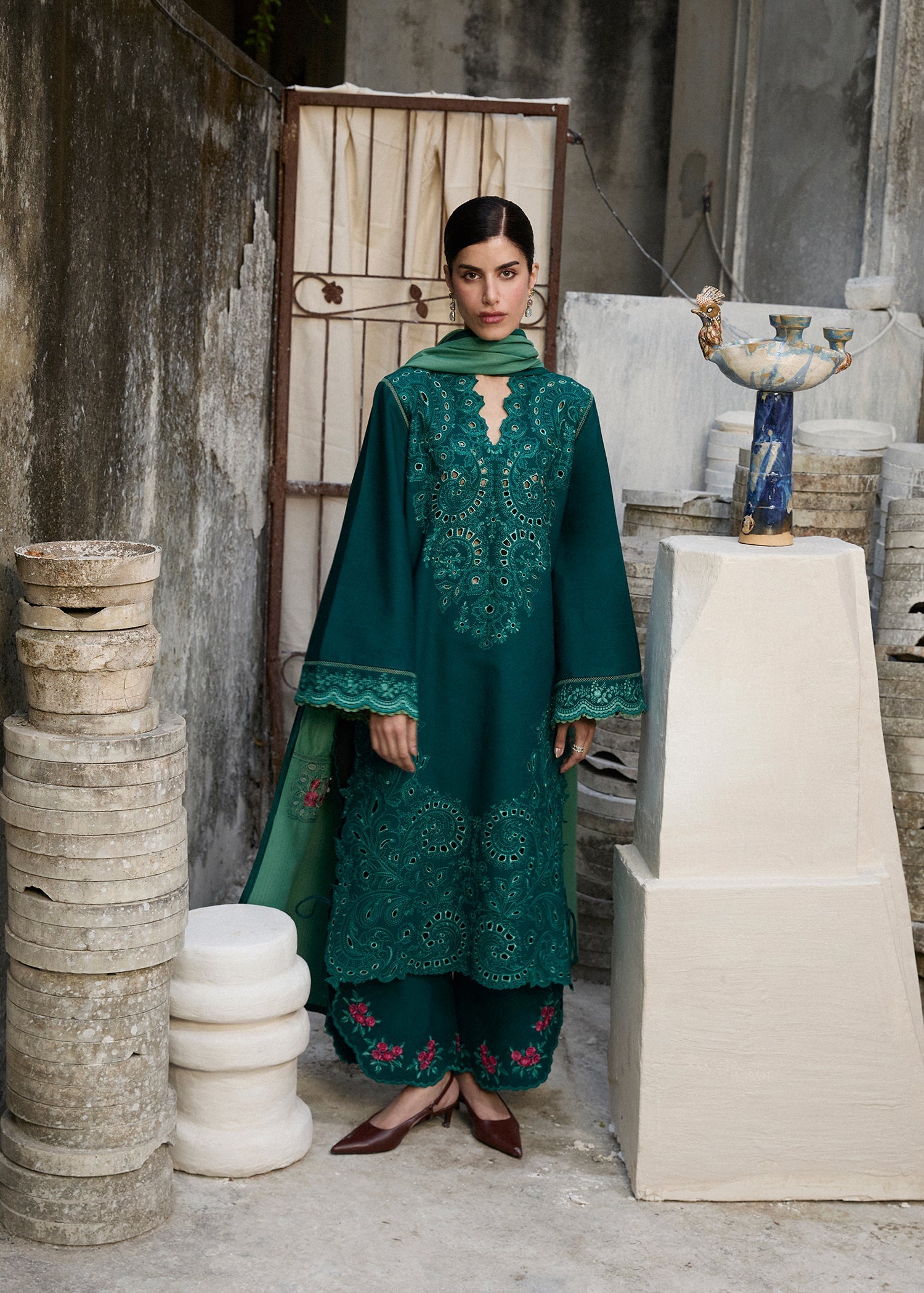 Hussain Rehar | Khaddar Pret 25 |JHEEL - Luxury Dress - available at Maria Faisal in UK and USA.