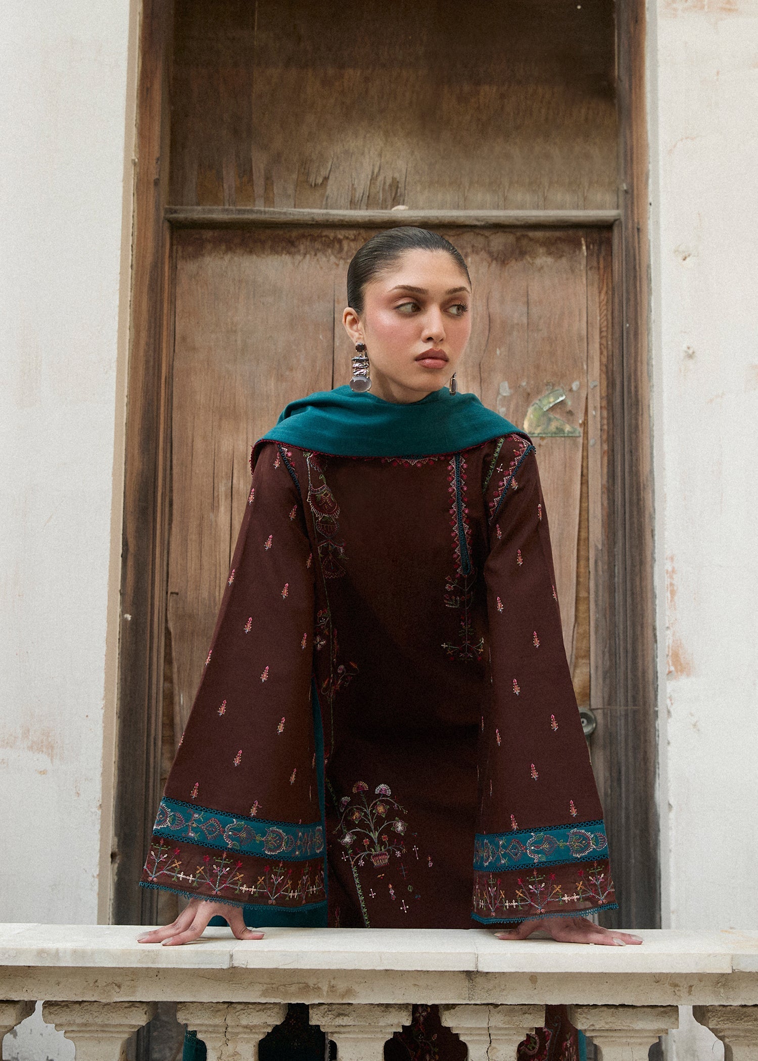 Hussain Rehar | Khaddar Pret 25 | MOCHA - Luxury Dress - available at Maria Faisal in UK and USA.